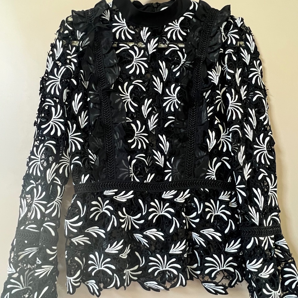 Self-Portrait - Black and White - Blouse - Size 4